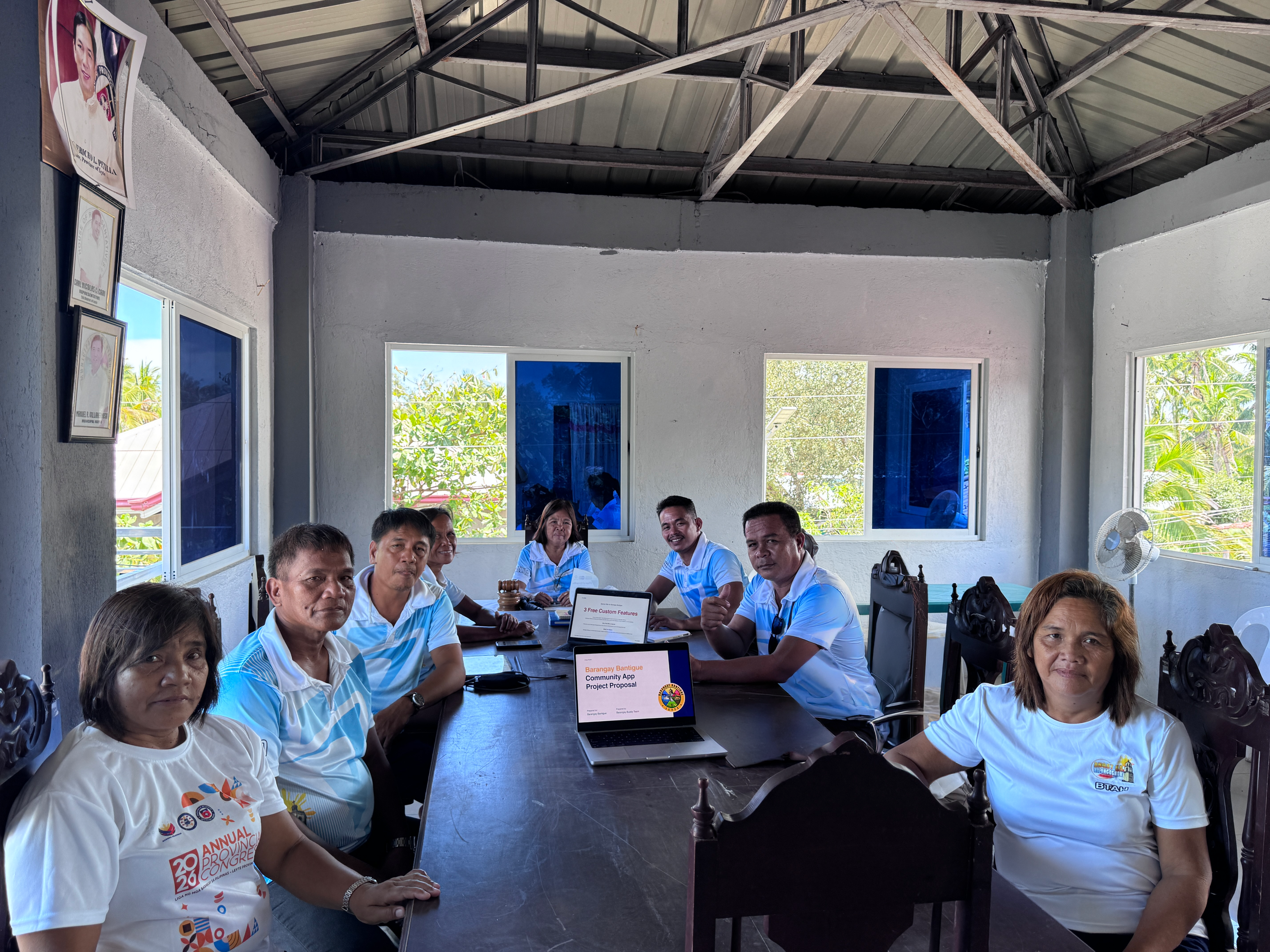 Barangay Buddy team meeting with barangay officials and residents in Barangay Bantigue, Hilongos, Leyte